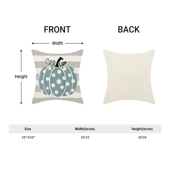 New: 2 pk teal pumpkin pillow covers; boho; pumpkin; fall decor - Picture 2 of 2